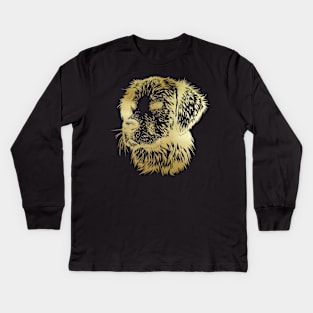 Gold Foil Dog Portrait Kids Long Sleeve T-Shirt